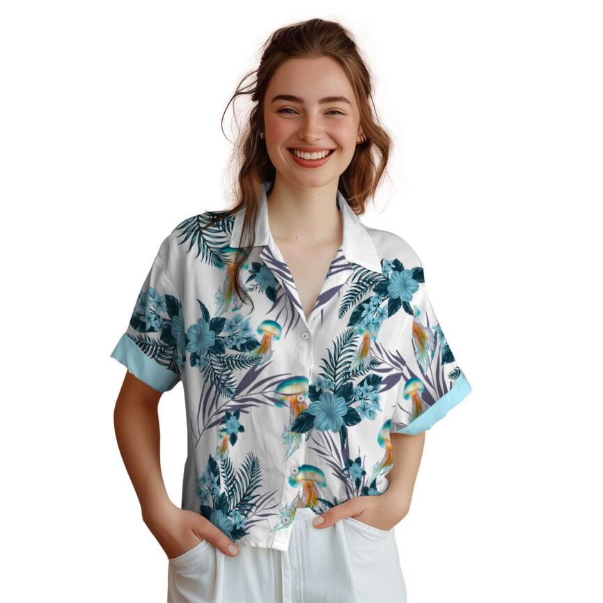 Jellyfish US Flag Floral Hawaiian Shirt Top rated