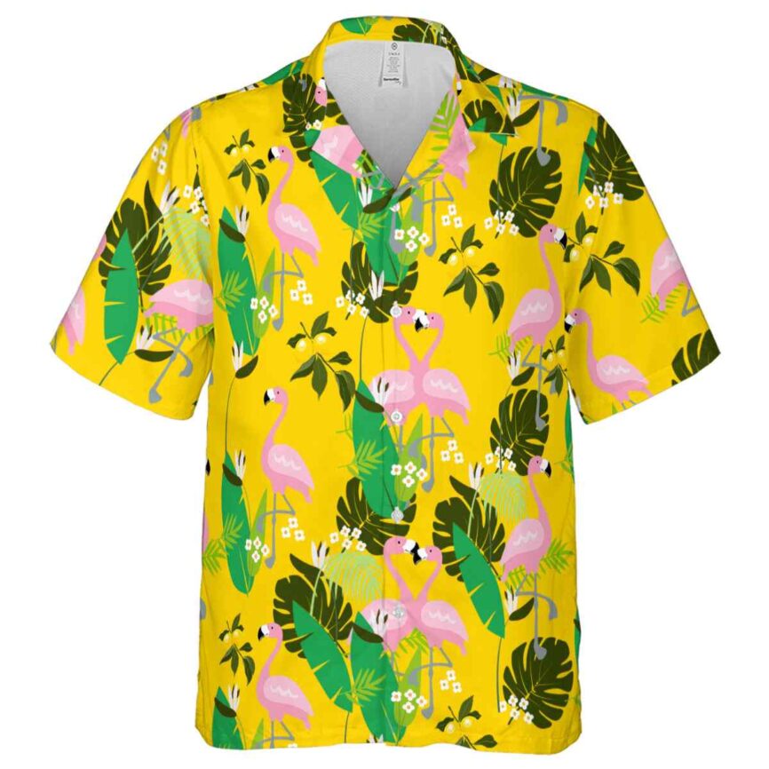 Lemon Flamingo Leaf Hawaiian Shirt Fashion forward