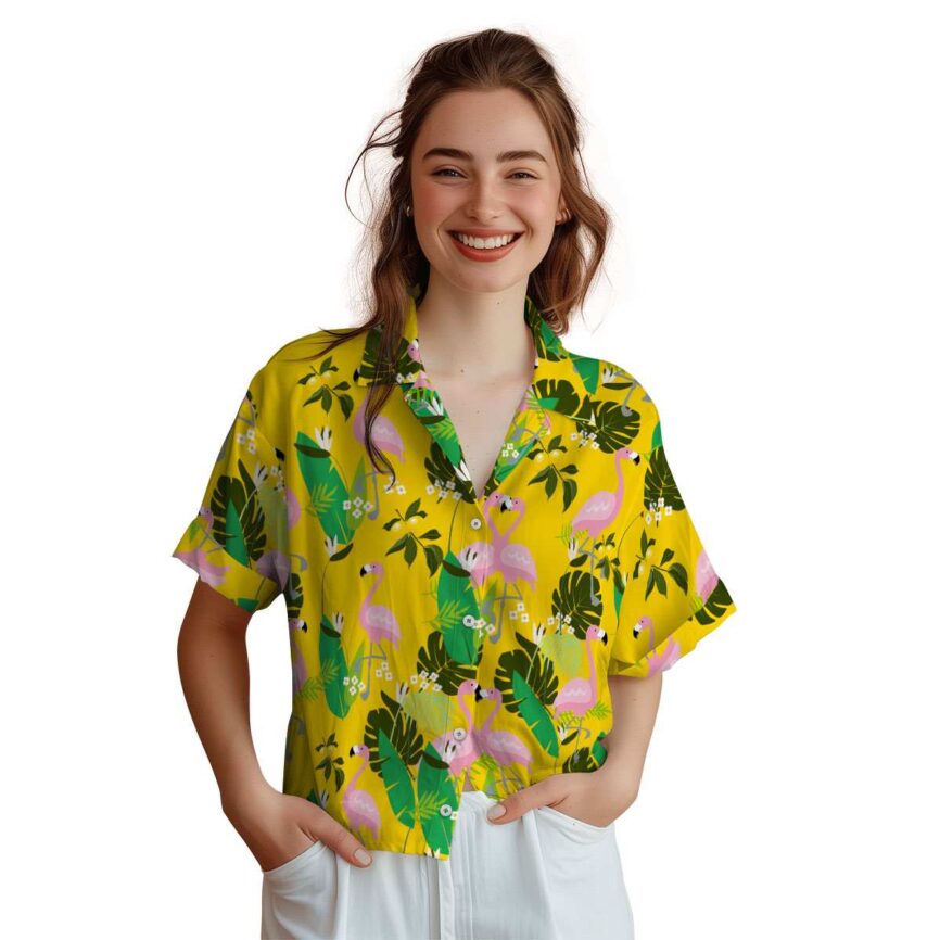 Lemon Flamingo Leaf Hawaiian Shirt Top rated