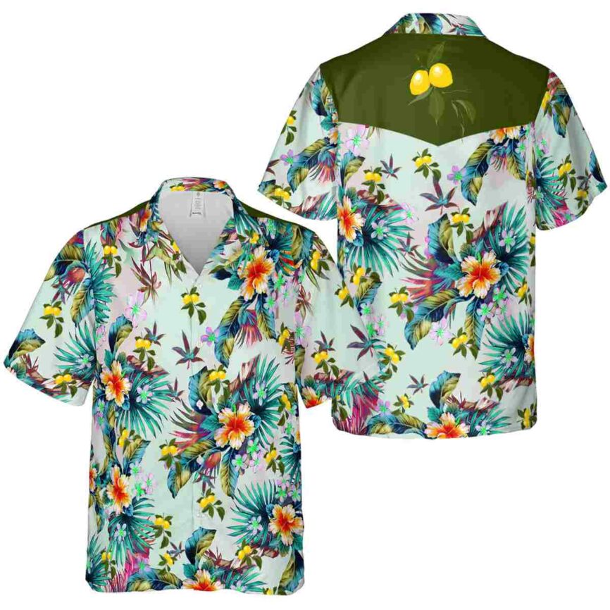 Lemon Floral Burst Hawaiian Shirt Premium grade