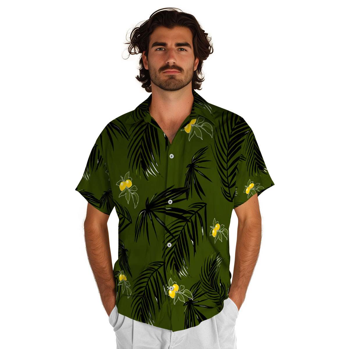 Lemon Monochrome Palm Hawaiian Shirt New Arrival Lemon Monochrome Palm Hawaiian Shirt New Arrival