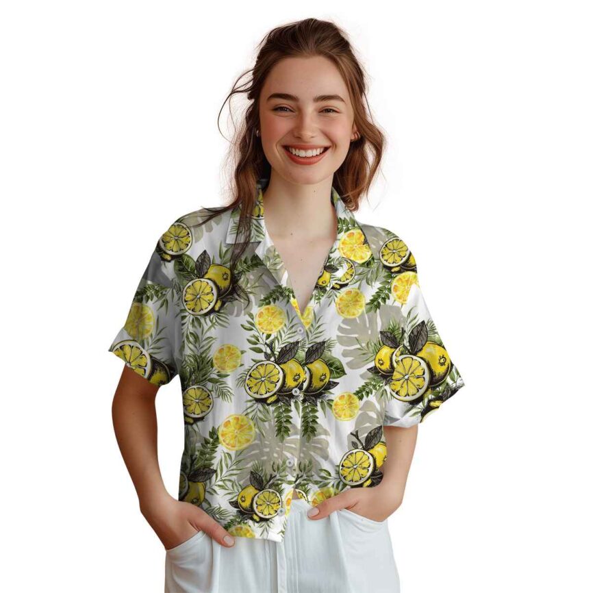 Lemon Tropical Fronds Hawaiian Shirt Top rated