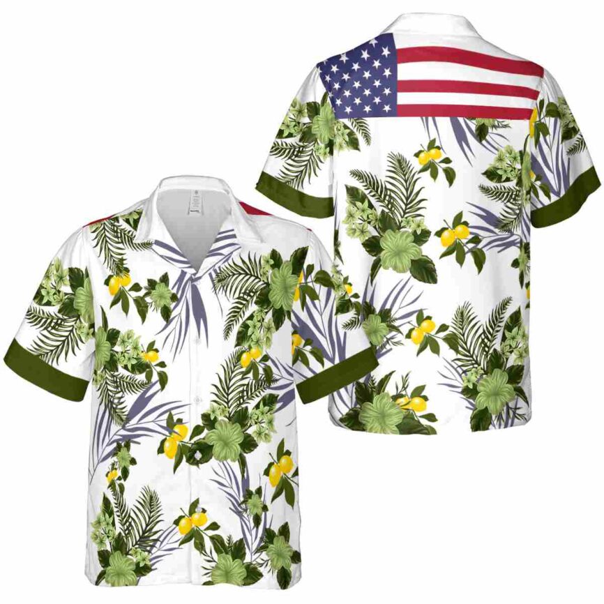 Lemon US Flag Floral Hawaiian Shirt Premium grade