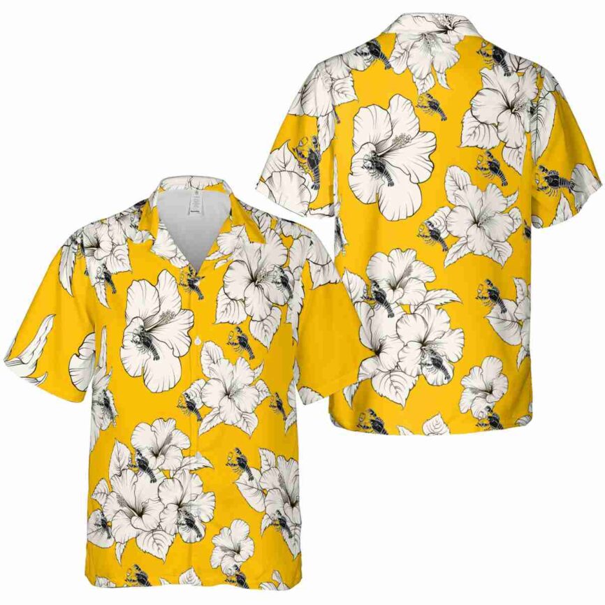 Lobster Hibiscus Flower Hawaiian Shirt Premium grade