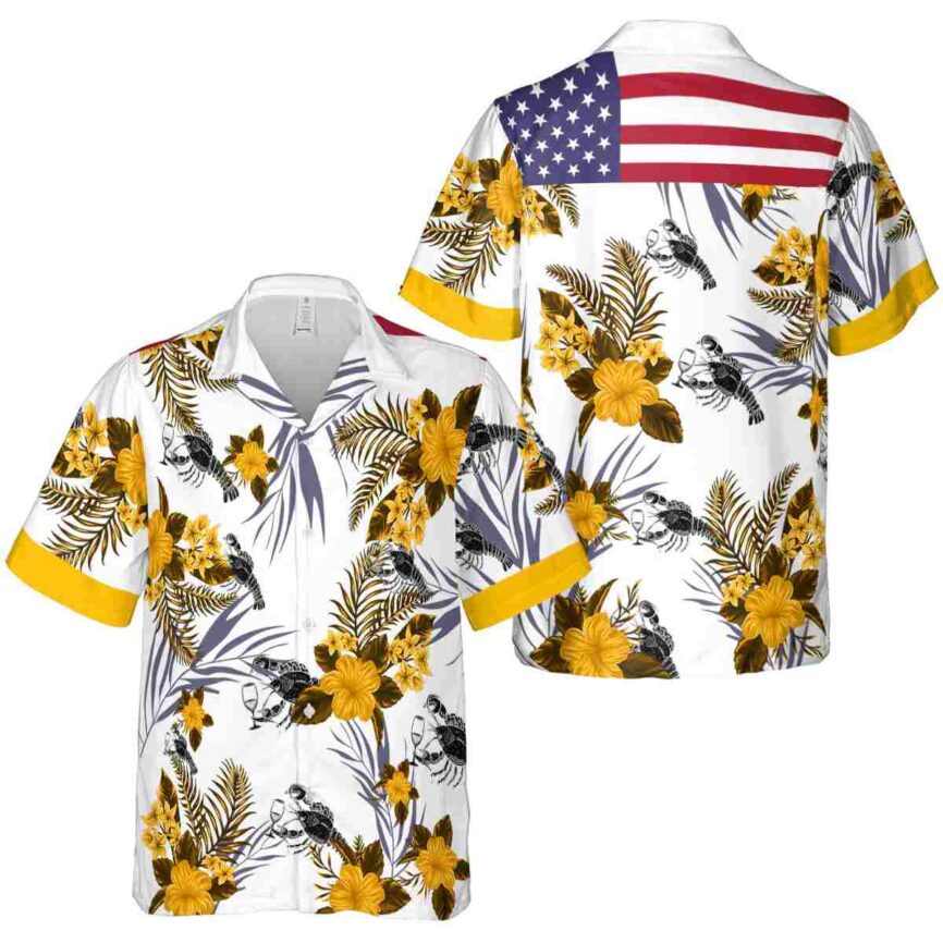 Lobster US Flag Floral Hawaiian Shirt Premium grade