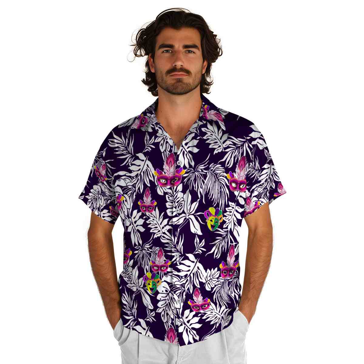 Mardi Gras Bold Foliage Hawaiian Shirt New Arrival Mardi Gras Bold Foliage Hawaiian Shirt New Arrival