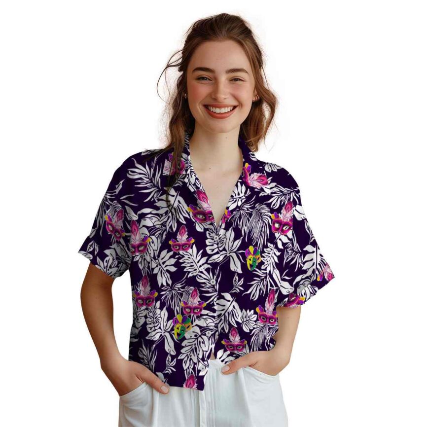 Mardi Gras Bold Foliage Hawaiian Shirt Top rated