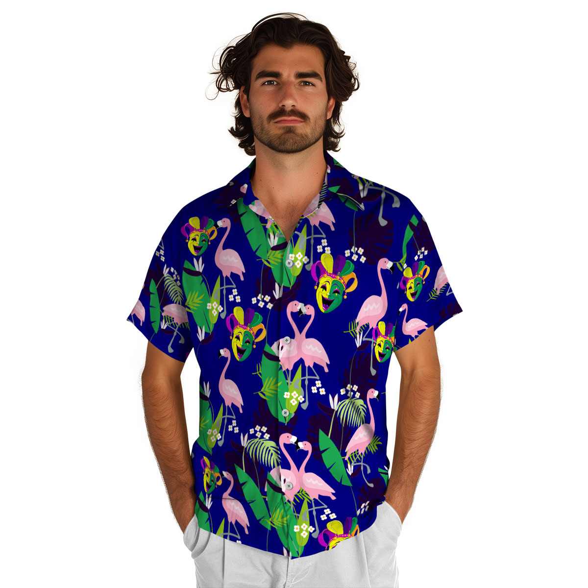 Mardi Gras Flamingo Leaf Hawaiian Shirt New Arrival Mardi Gras Flamingo Leaf Hawaiian Shirt New Arrival