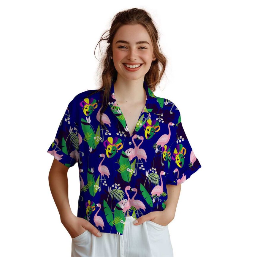 Mardi Gras Flamingo Leaf Hawaiian Shirt Top rated