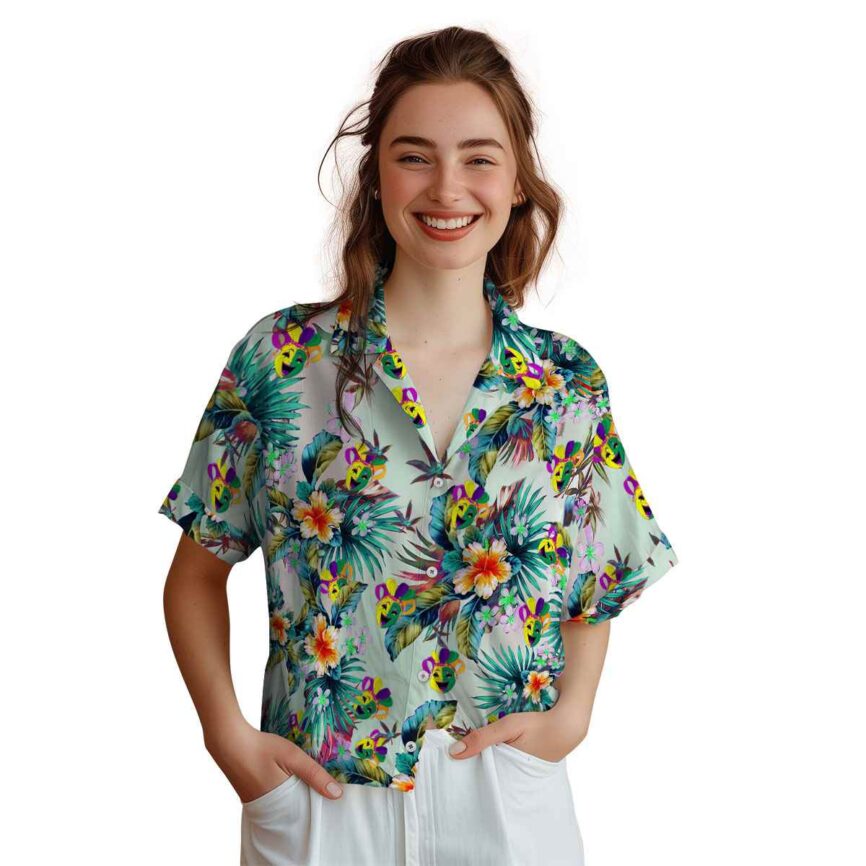 Mardi Gras Floral Burst Hawaiian Shirt Top rated