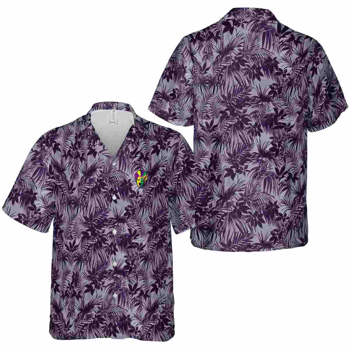 Mardi Gras Foliage Print Hawaiian Shirt Premium grade Mardi Gras Foliage Print Hawaiian Shirt Premium grade
