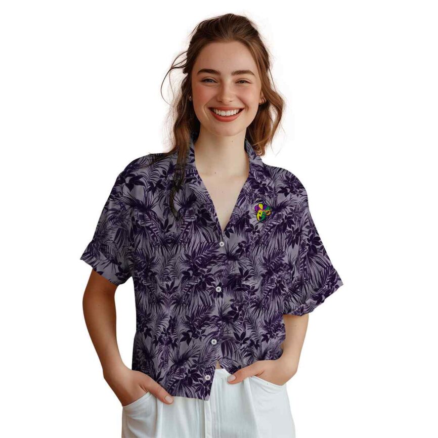 Mardi Gras Foliage Print Hawaiian Shirt Top rated