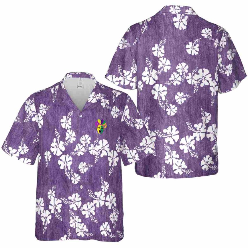 Mardi Gras Hibiscus Blossom Hawaiian Shirt Premium grade