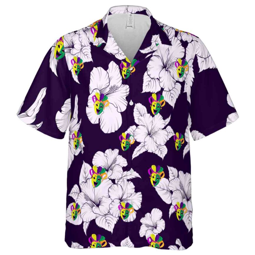Mardi Gras Hibiscus Flower Hawaiian Shirt Fashion forward