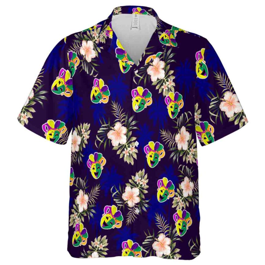Mardi Gras Hibiscus Palm Hawaiian Shirt Fashion forward