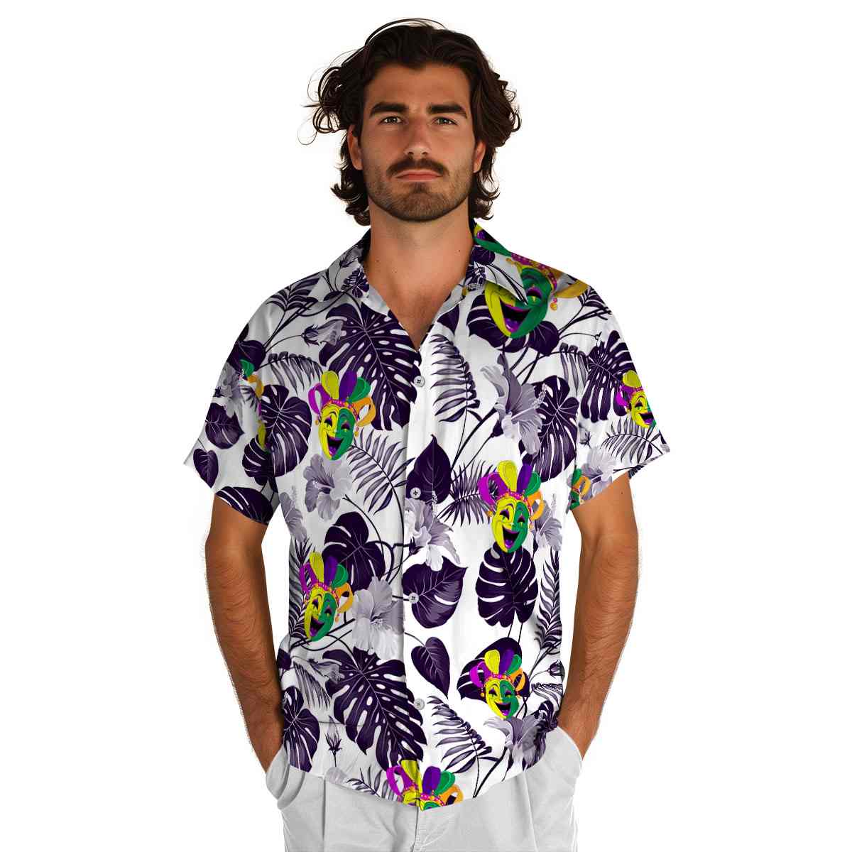 Mardi Gras Leaf Pattern Hawaiian Shirt New Arrival Mardi Gras Leaf Pattern Hawaiian Shirt New Arrival