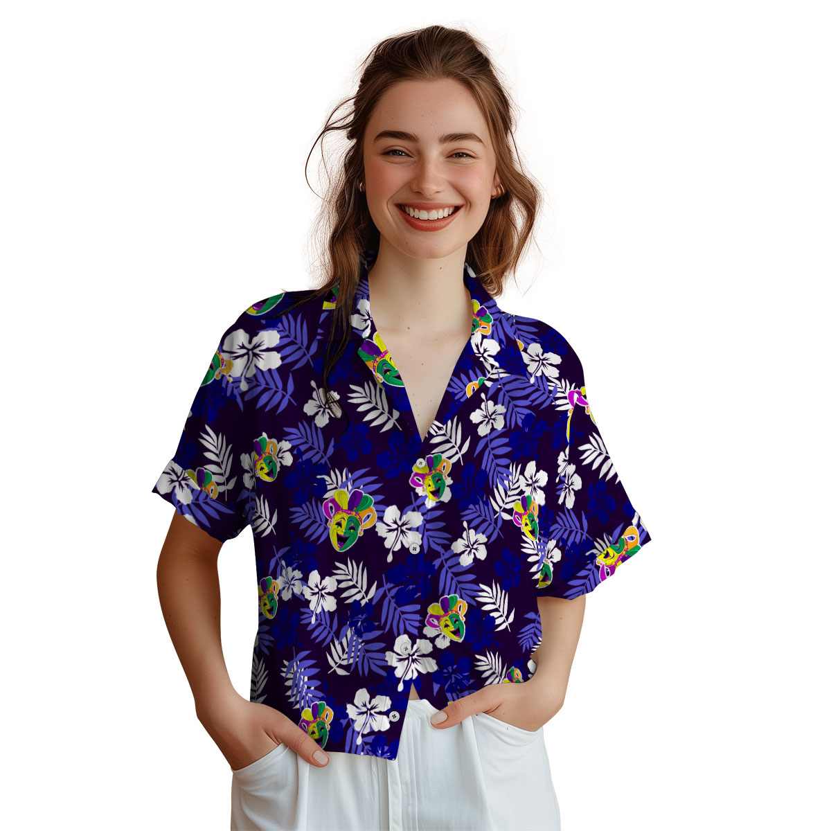 Mardi Gras Leafy Hibiscus Hawaiian Shirt Top rated Mardi Gras Leafy Hibiscus Hawaiian Shirt Top rated