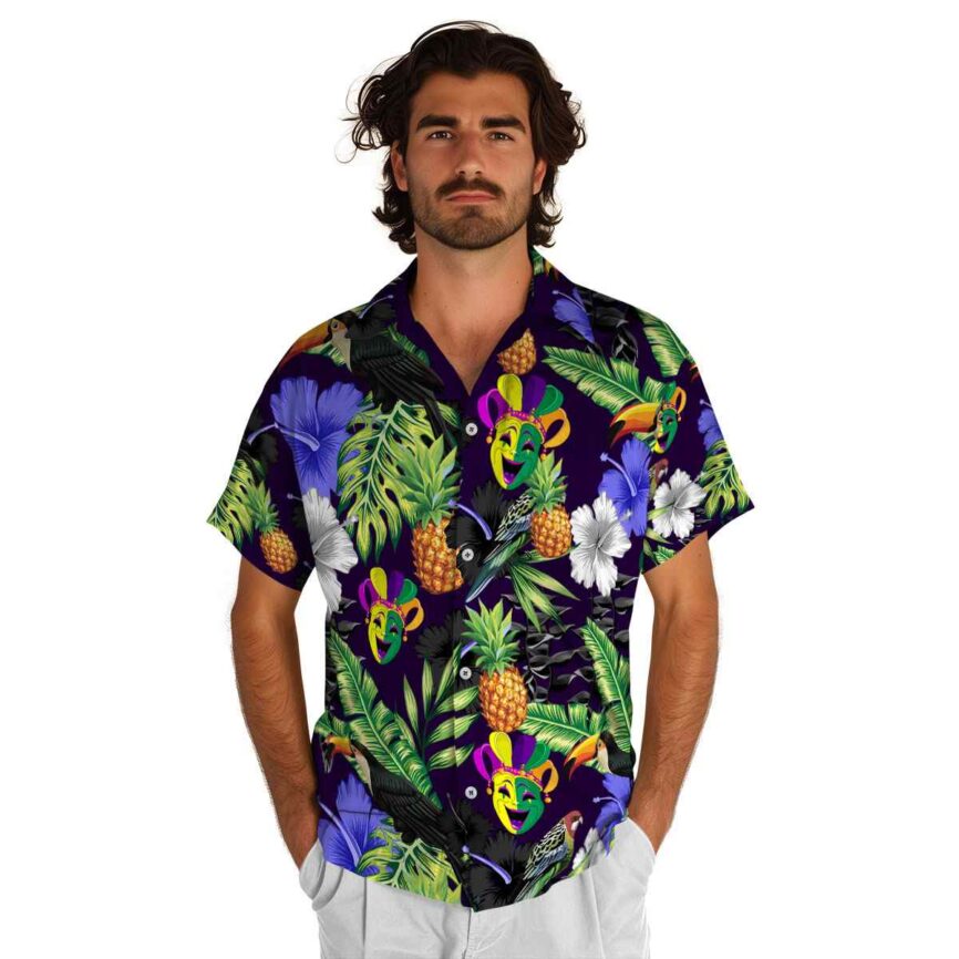 Mardi Gras Leafy Toucan Hawaiian Shirt New Arrival