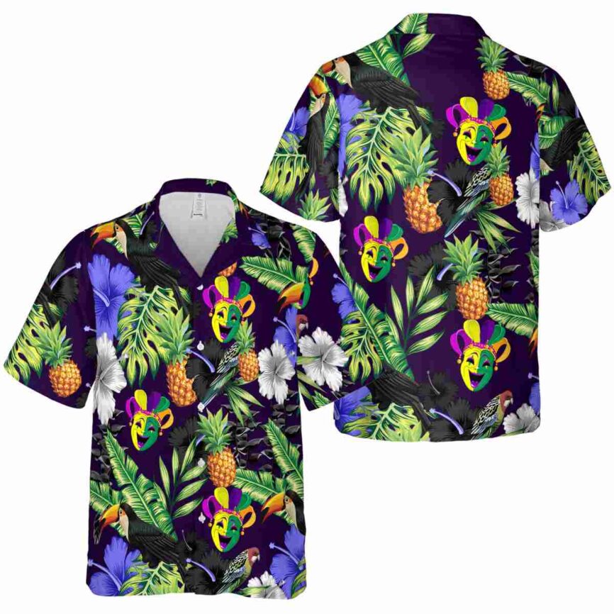 Mardi Gras Leafy Toucan Hawaiian Shirt Premium grade