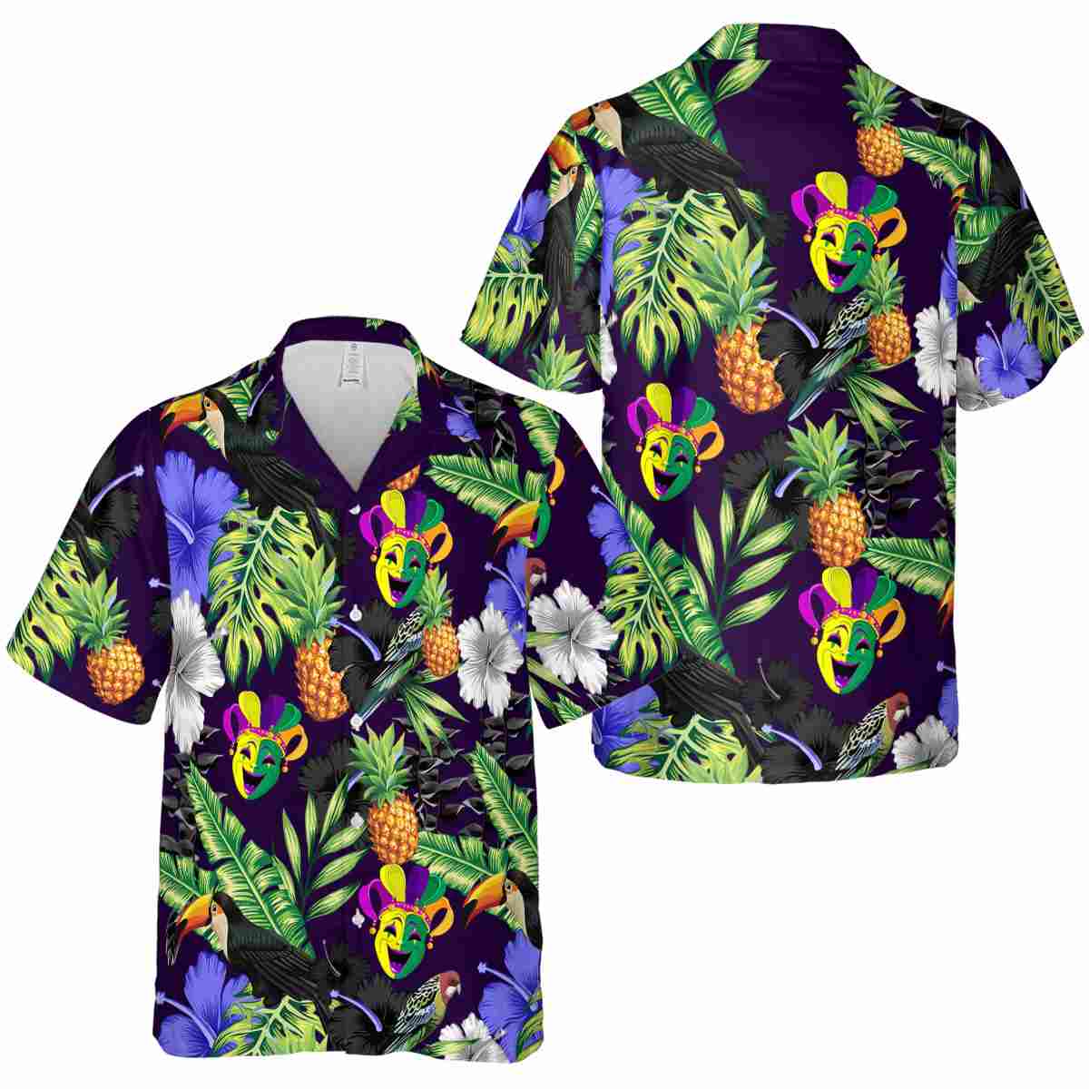 Mardi Gras Leafy Toucan Hawaiian Shirt Premium grade Mardi Gras Leafy Toucan Hawaiian Shirt Premium grade