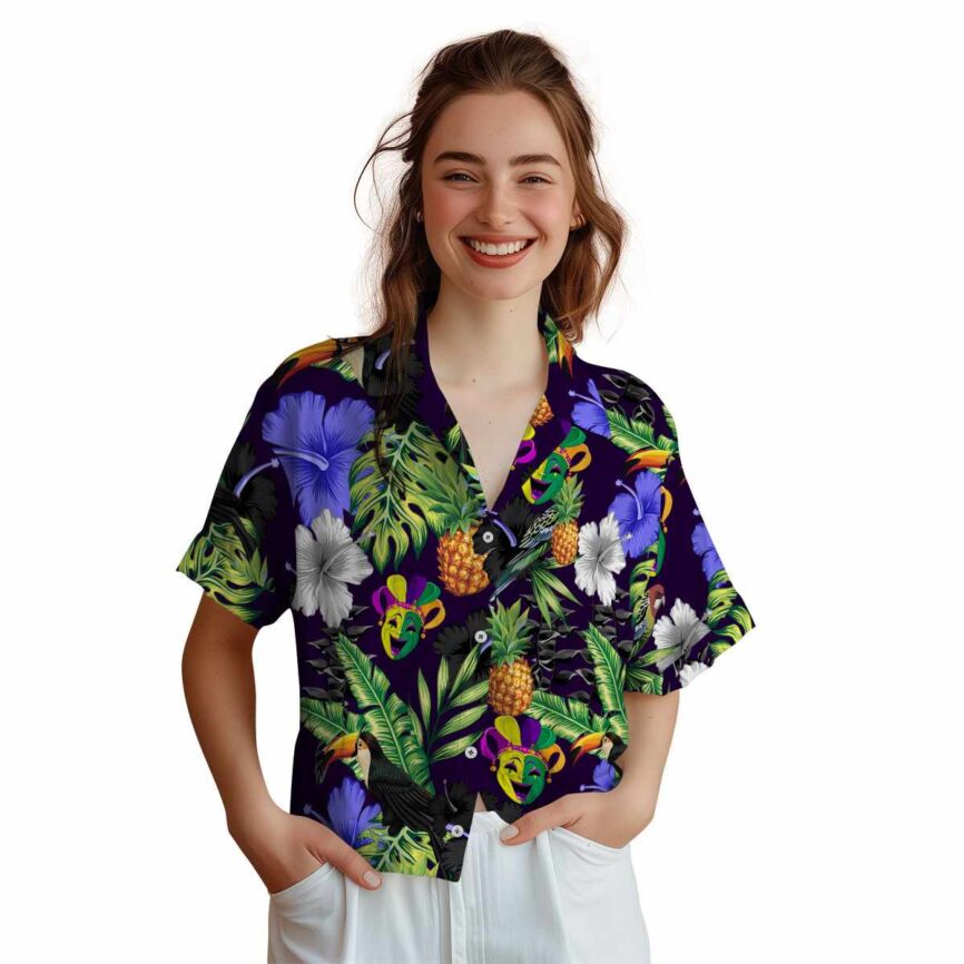 Mardi Gras Leafy Toucan Hawaiian Shirt Top rated