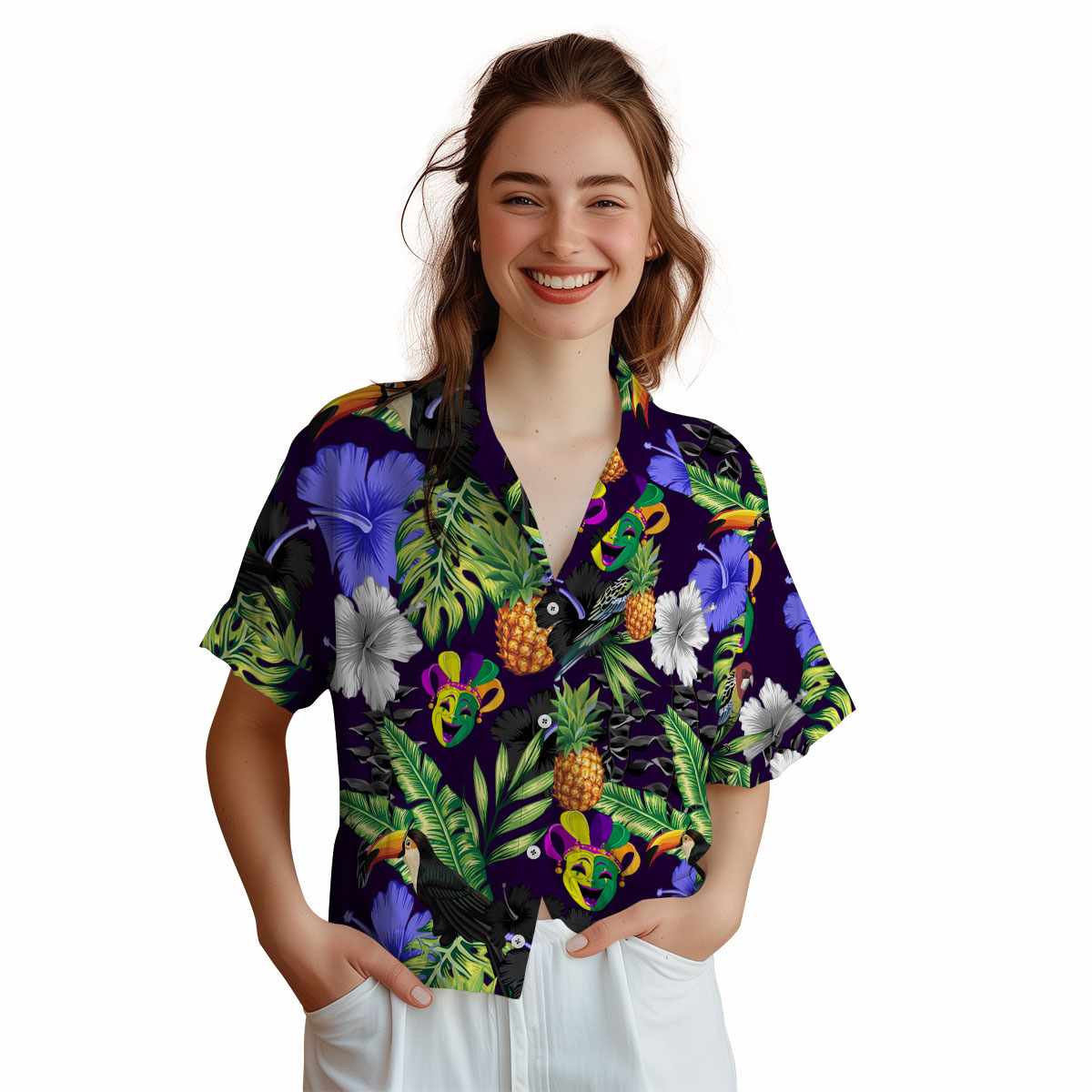 Mardi Gras Leafy Toucan Hawaiian Shirt Top rated Mardi Gras Leafy Toucan Hawaiian Shirt Top rated