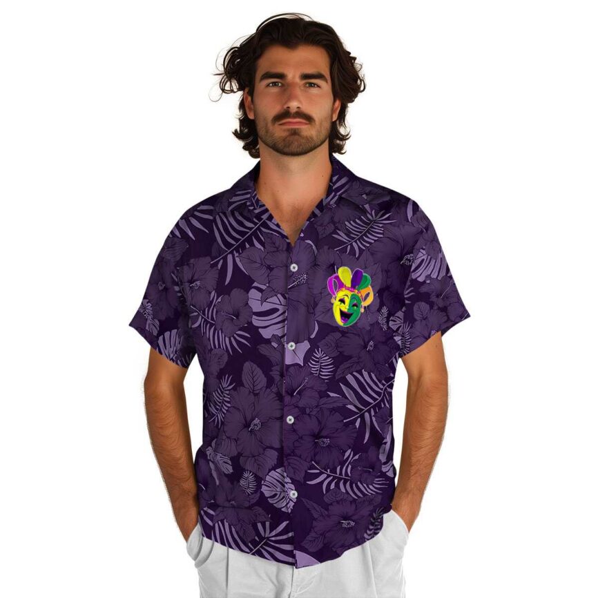Mardi Gras Monochrome Floral Hawaiian Shirt New Arrival