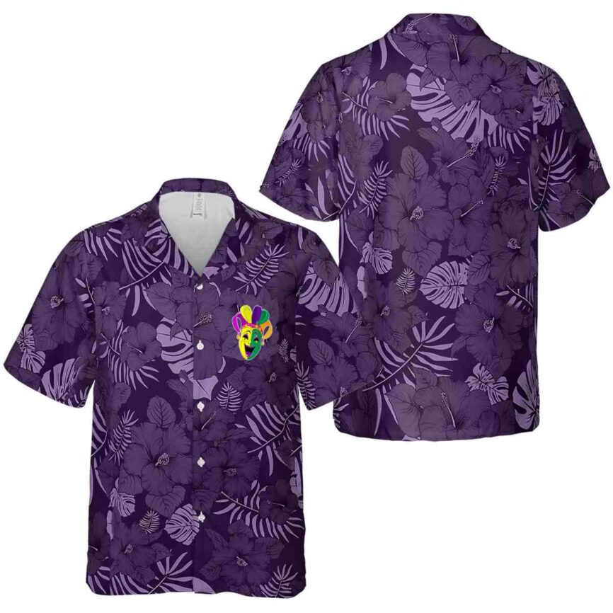 Mardi Gras Monochrome Floral Hawaiian Shirt Premium grade