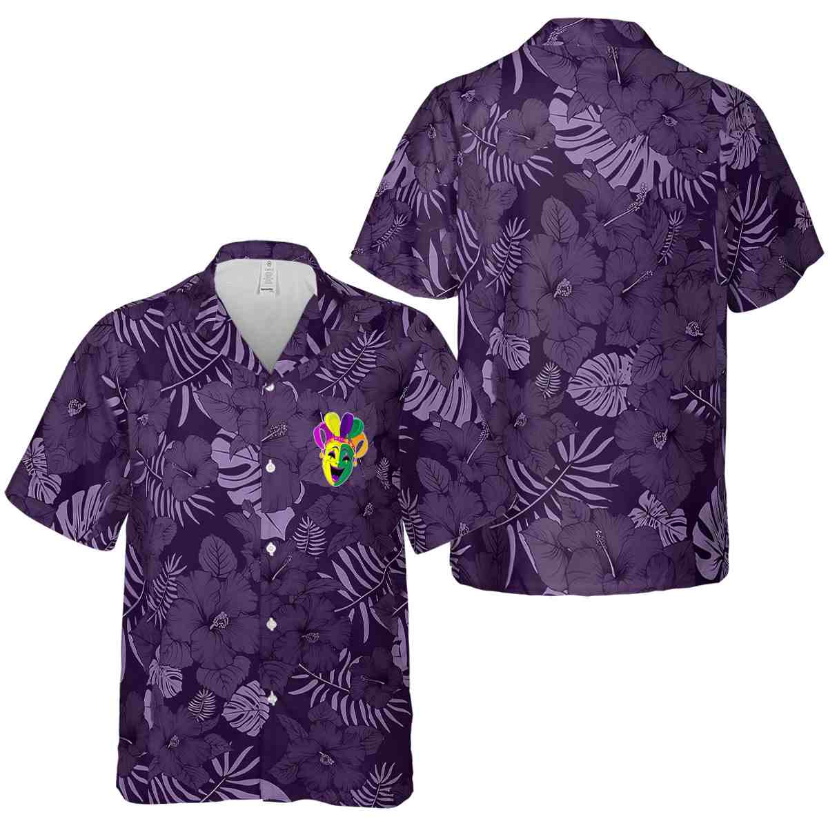 Mardi Gras Monochrome Floral Hawaiian Shirt Premium grade Mardi Gras Monochrome Floral Hawaiian Shirt Premium grade