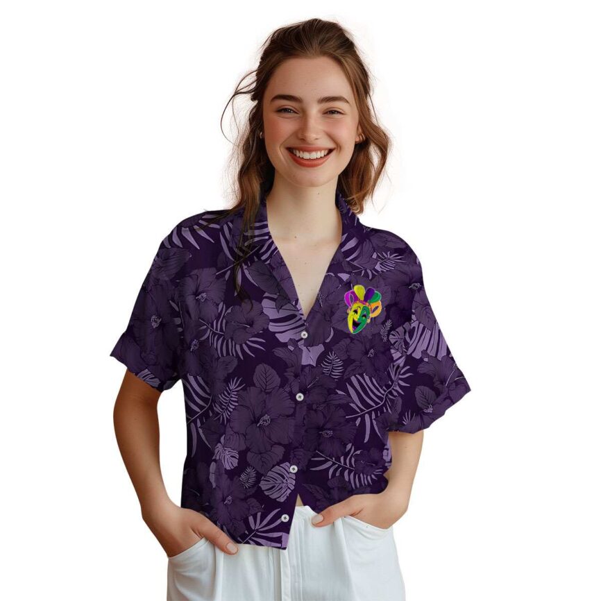 Mardi Gras Monochrome Floral Hawaiian Shirt Top rated