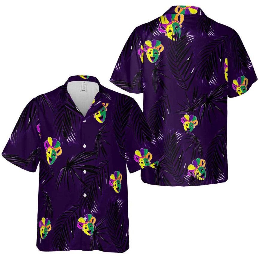 Mardi Gras Monochrome Palm Hawaiian Shirt Premium grade