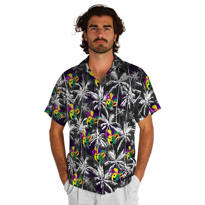 Mardi Gras Palm Themed Hawaiian Shirt New Arrival
