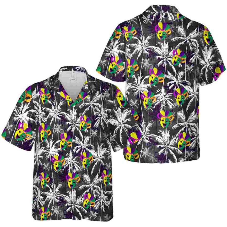Mardi Gras Palm Themed Hawaiian Shirt Premium grade