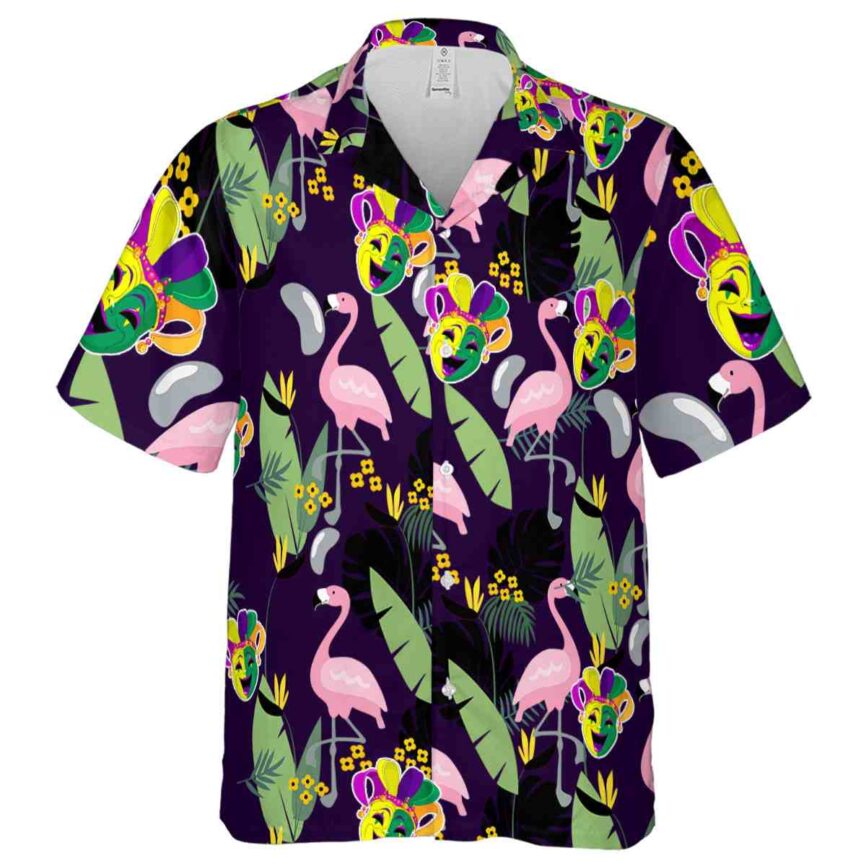Mardi Gras Pink Flamingo Hawaiian Shirt Fashion forward