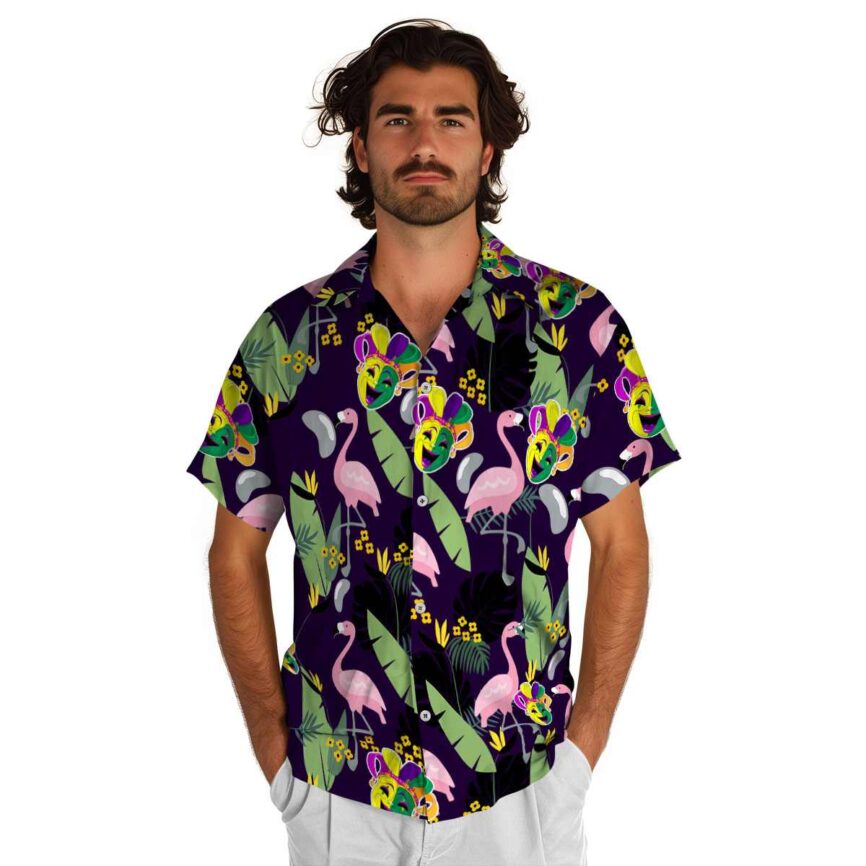 Mardi Gras Pink Flamingo Hawaiian Shirt New Arrival