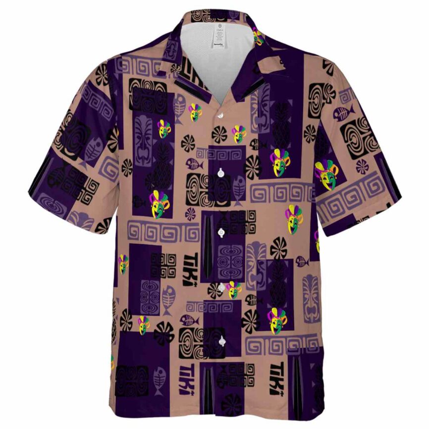Mardi Gras Tiki Motifs Hawaiian Shirt Fashion forward