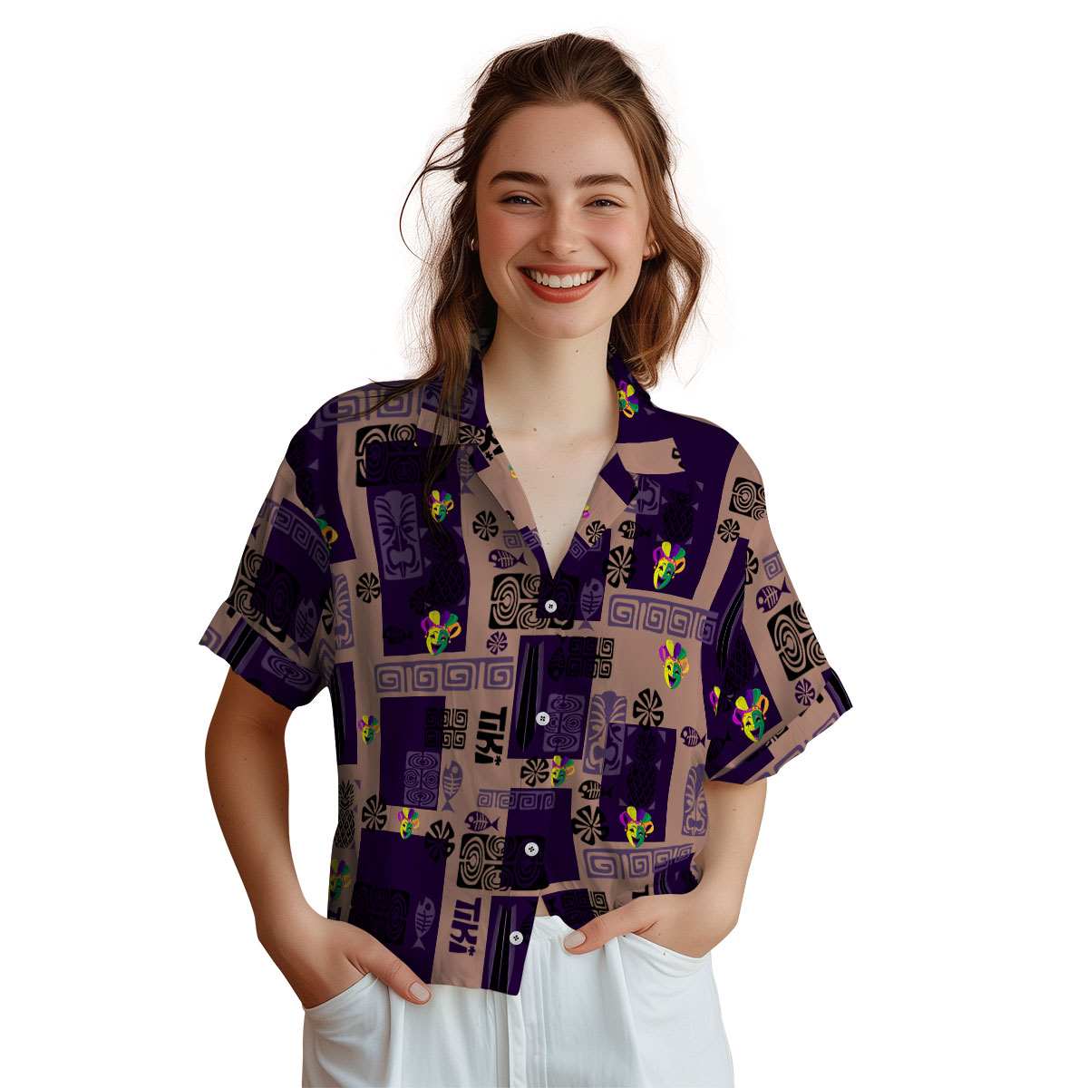 Mardi Gras Tiki Motifs Hawaiian Shirt Top rated Mardi Gras Tiki Motifs Hawaiian Shirt Top rated