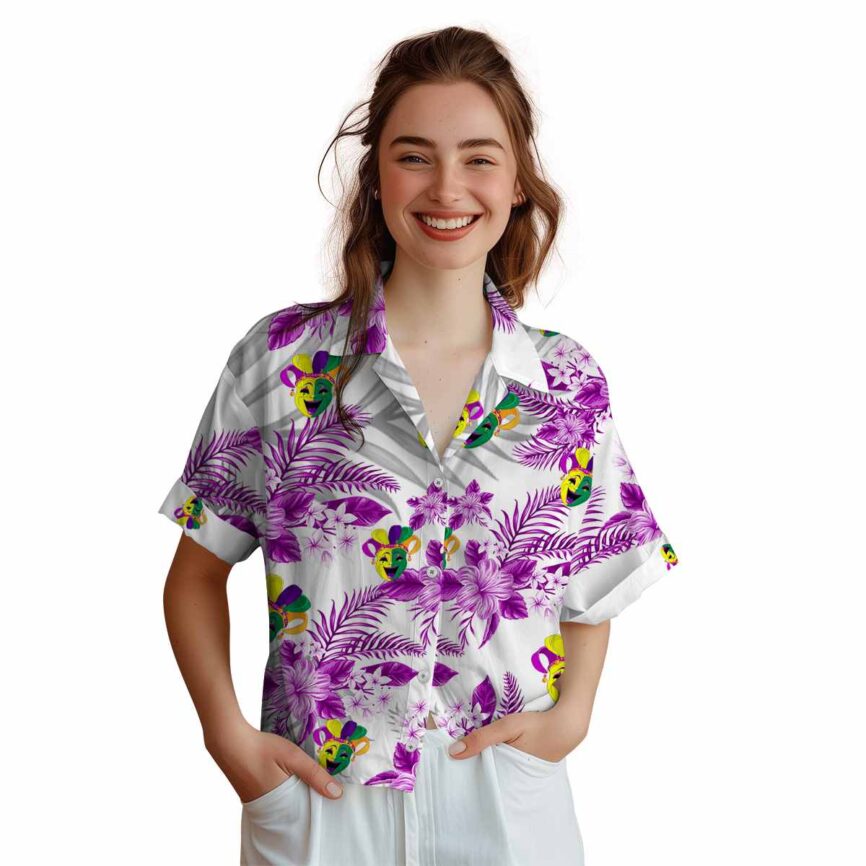 Mardi Gras Tropical Blossom Hawaiian Shirt Top rated
