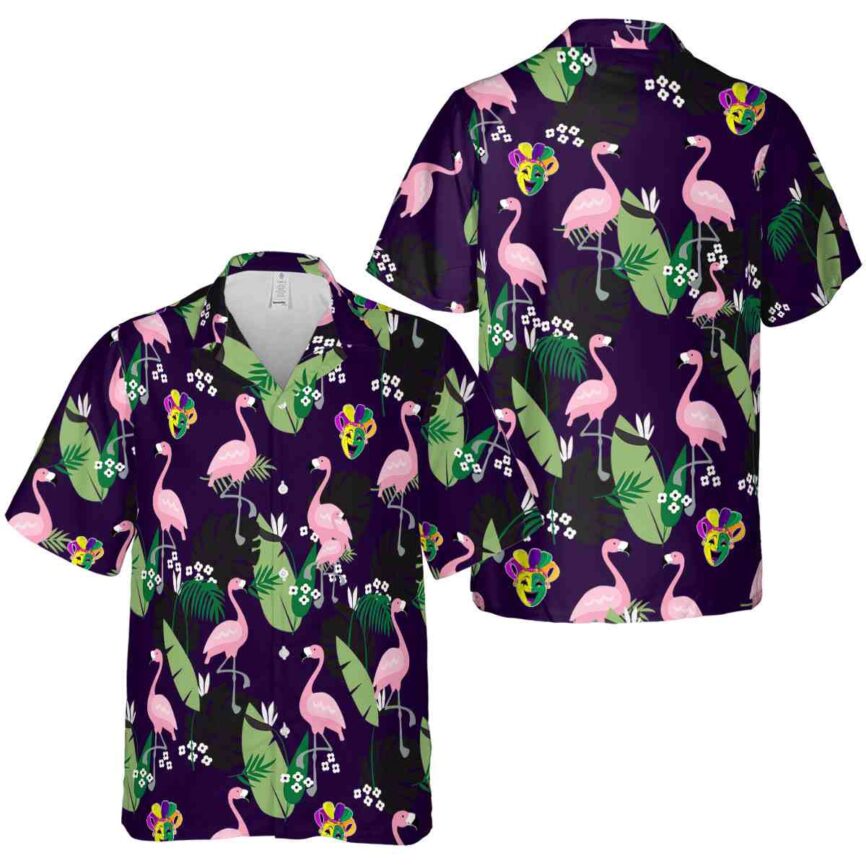 Mardi Gras Tropical Flamingo Hawaiian Shirt Premium grade