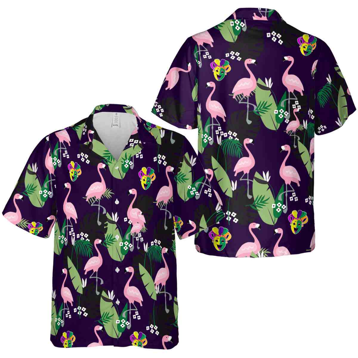 Mardi Gras Tropical Flamingo Hawaiian Shirt Premium grade Mardi Gras Tropical Flamingo Hawaiian Shirt Premium grade