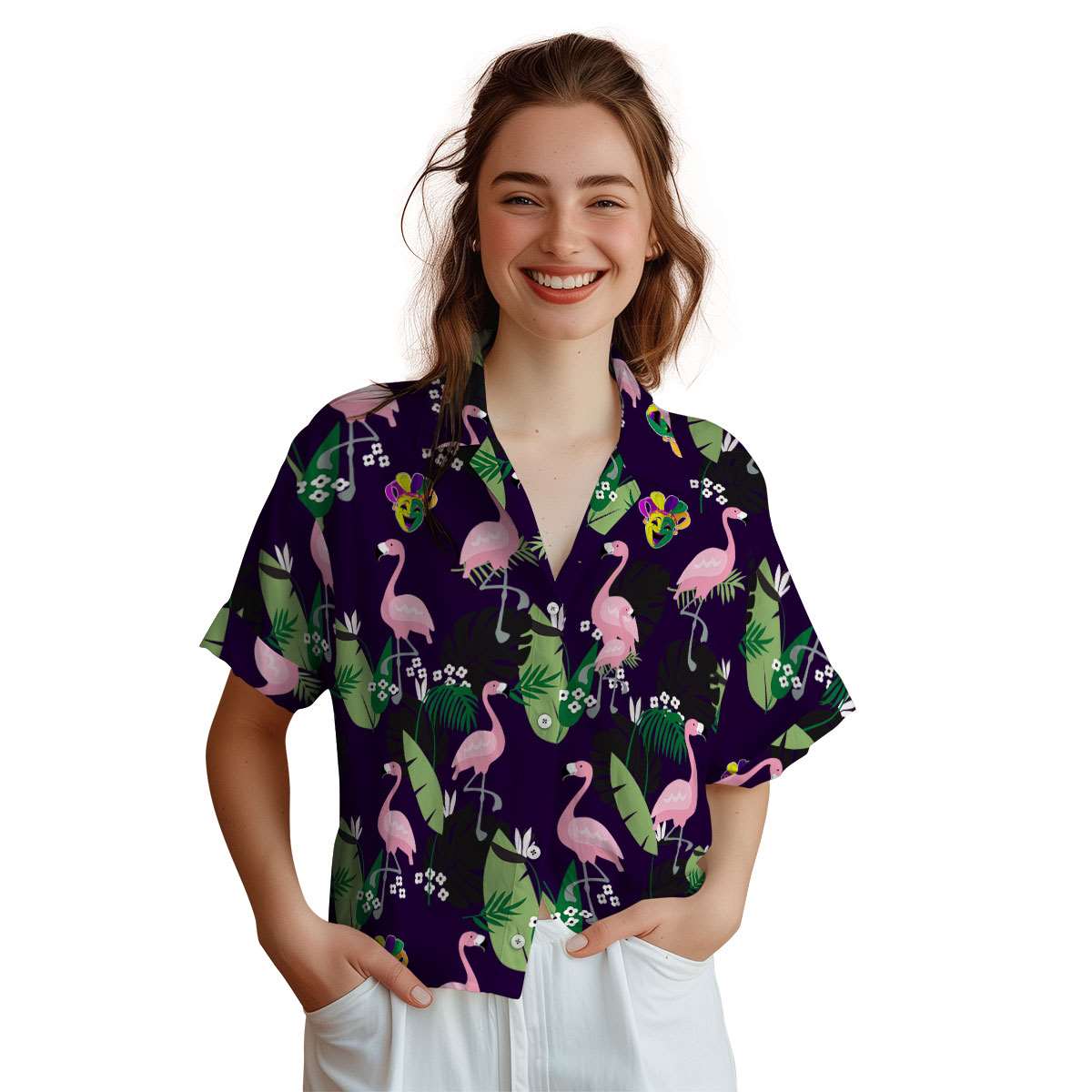 Mardi Gras Tropical Flamingo Hawaiian Shirt Top rated Mardi Gras Tropical Flamingo Hawaiian Shirt Top rated