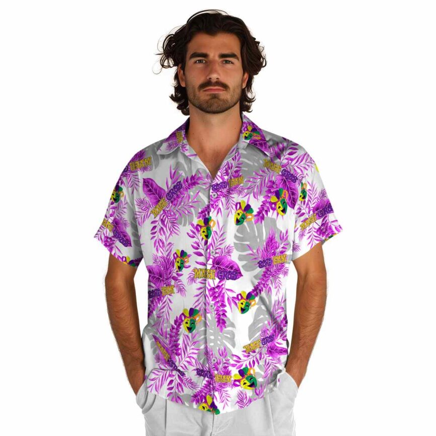 Mardi Gras Tropical Fronds Hawaiian Shirt New Arrival