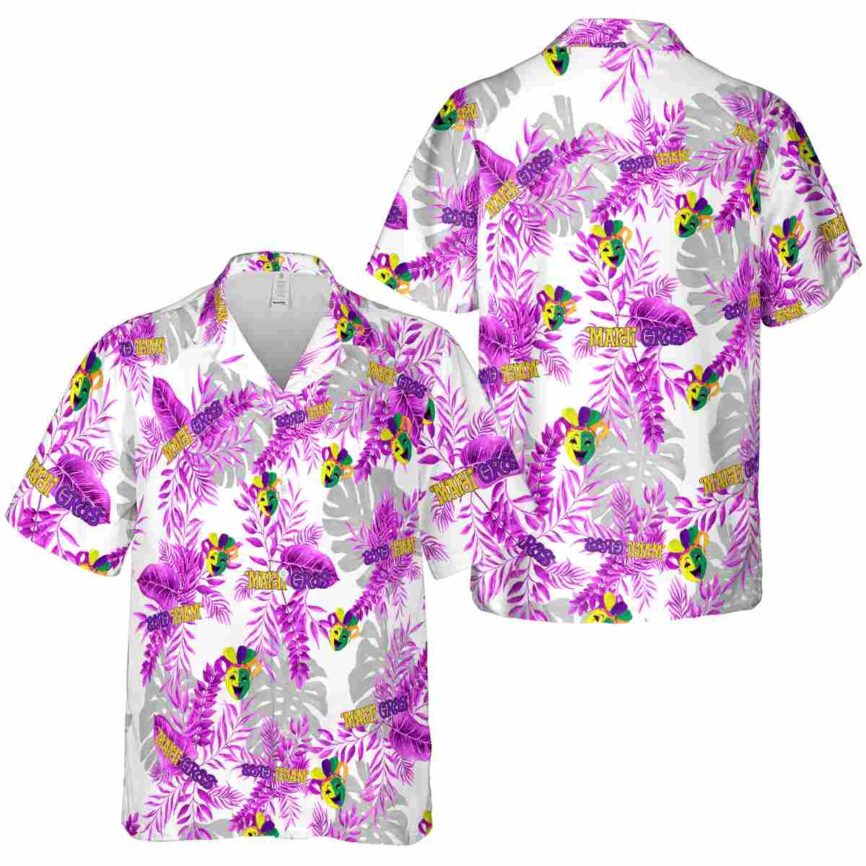 Mardi Gras Tropical Fronds Hawaiian Shirt Premium grade
