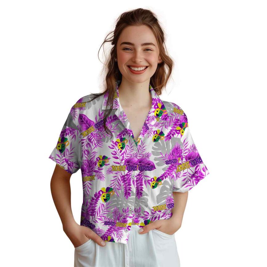 Mardi Gras Tropical Fronds Hawaiian Shirt Top rated