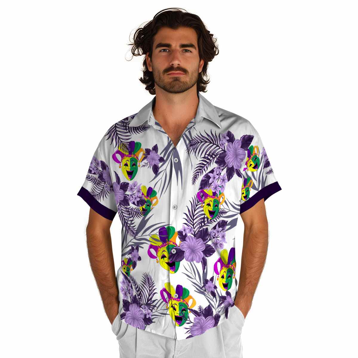 Mardi Gras US Flag Floral Hawaiian Shirt New Arrival Mardi Gras US Flag Floral Hawaiian Shirt New Arrival