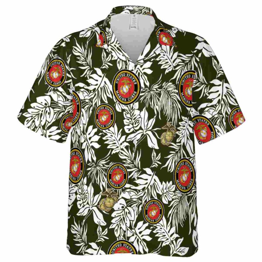 Marine Corps Bold Foliage Hawaiian Shirt Fashion forward