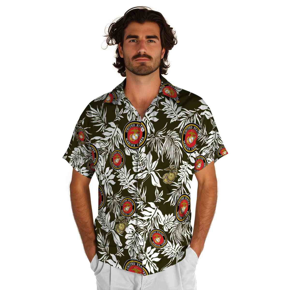 Marine Corps Bold Foliage Hawaiian Shirt New Arrival Marine Corps Bold Foliage Hawaiian Shirt New Arrival