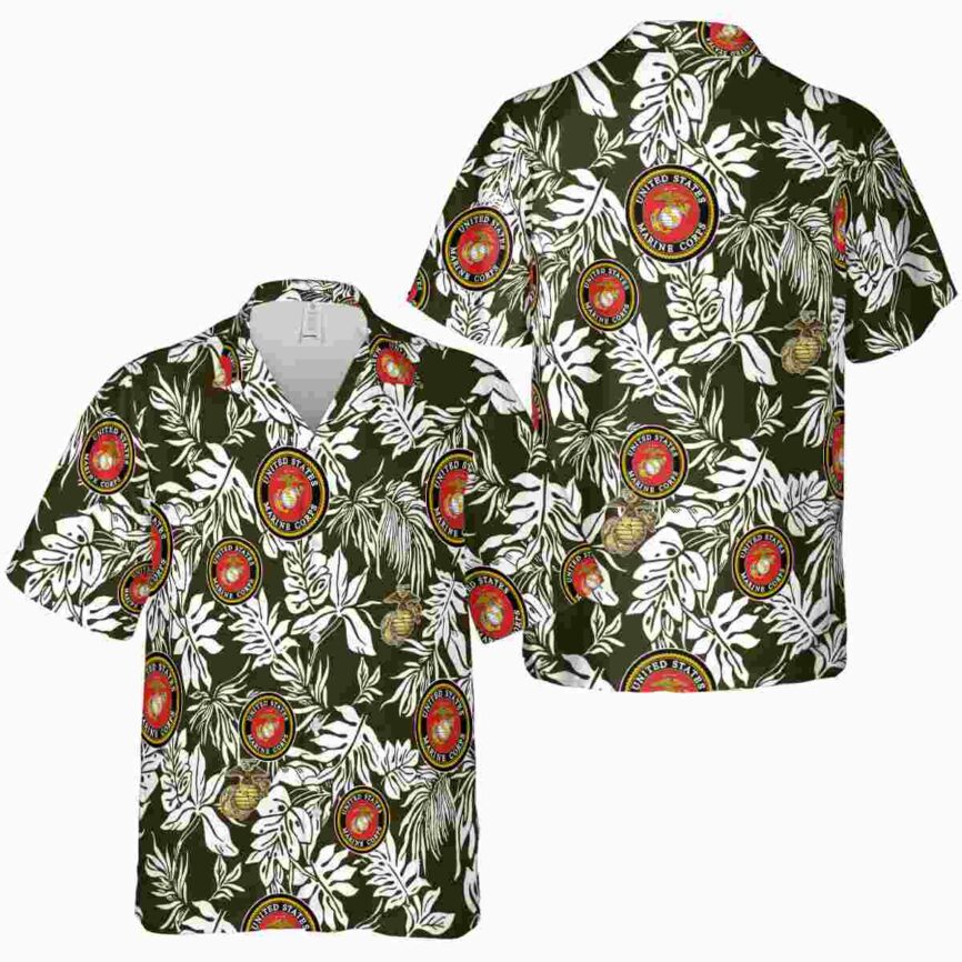 Marine Corps Bold Foliage Hawaiian Shirt Premium grade