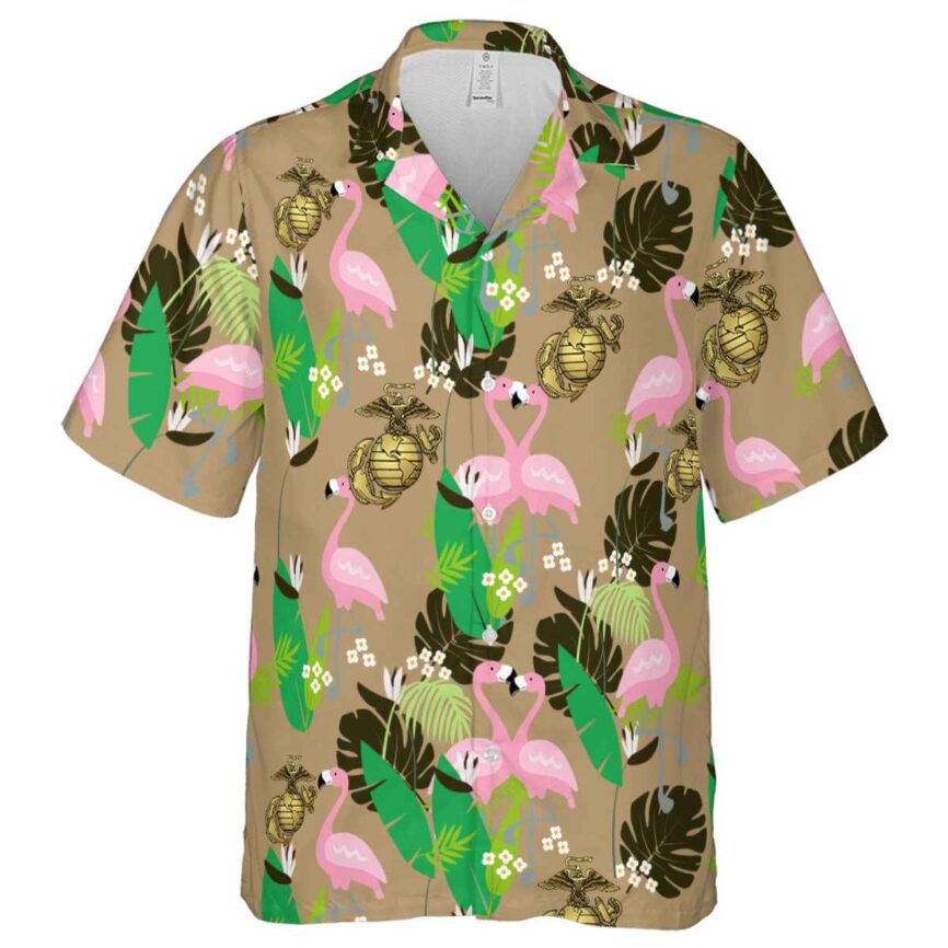 Marine Corps Flamingo Leaf Hawaiian Shirt Fashion forward