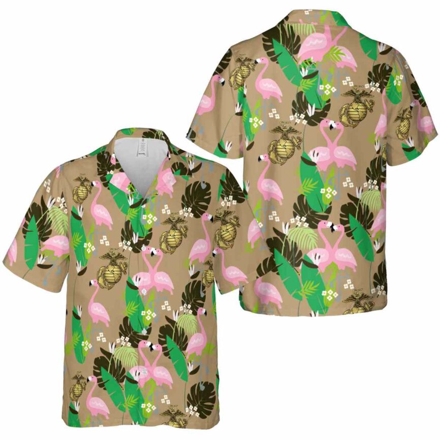 Marine Corps Flamingo Leaf Hawaiian Shirt Premium grade